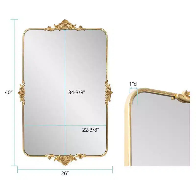 Miroir de coiffeuse rectangulaire plaqué or