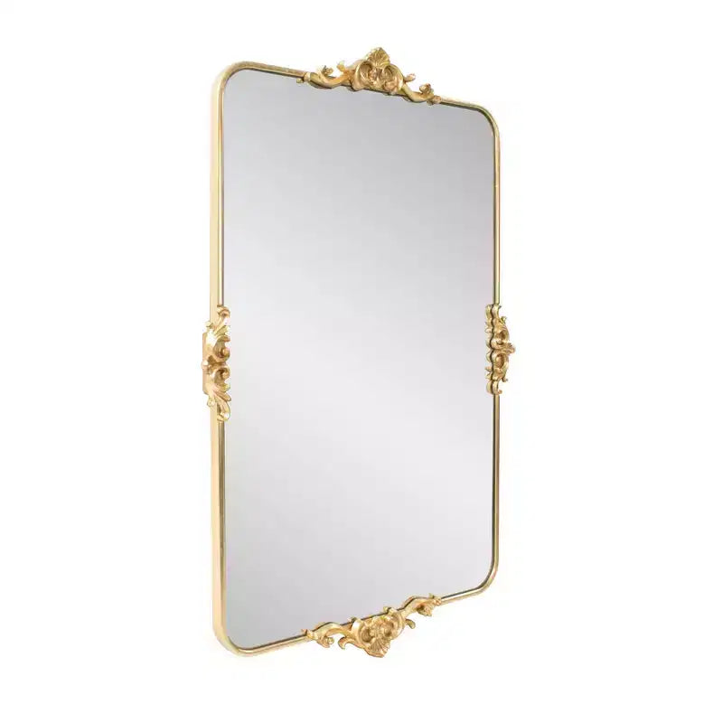 Miroir de coiffeuse rectangulaire plaqué or