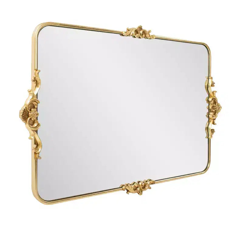 Miroir de coiffeuse rectangulaire plaqué or