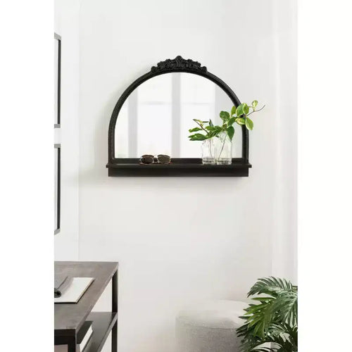 Miroir noir arqué avec étagère