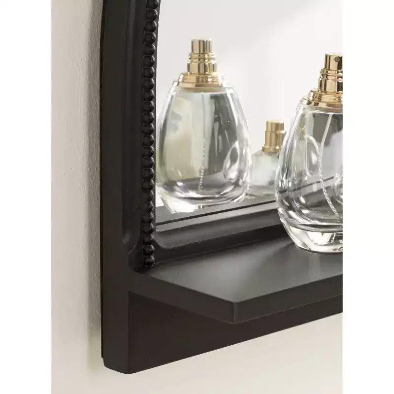 Miroir noir arqué avec étagère