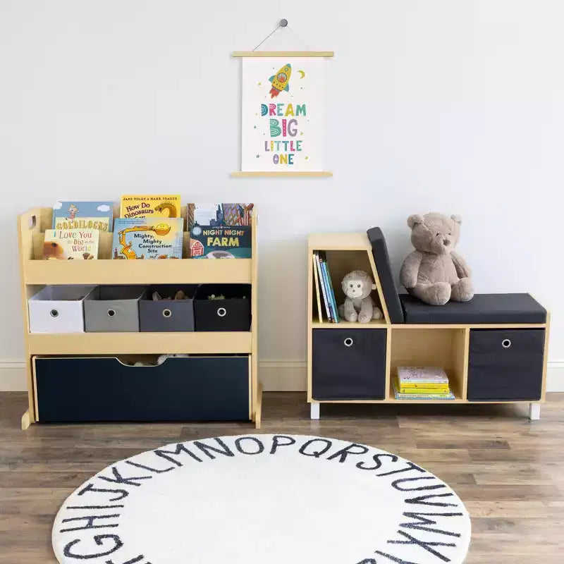 Étagère de rangement 3-en-1 pour enfants (bois)