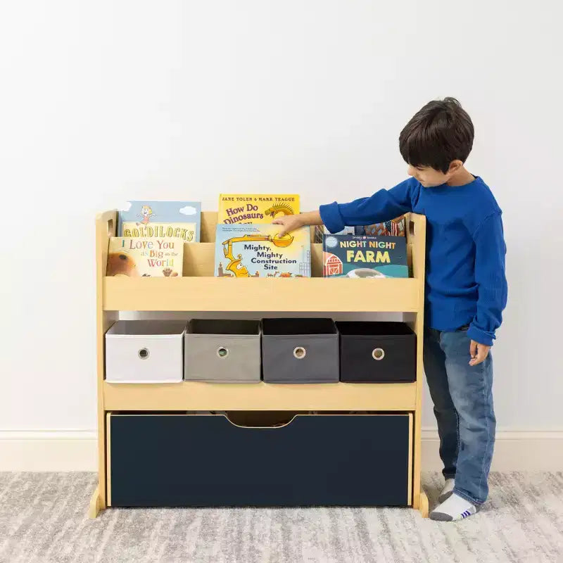Étagère de rangement 3-en-1 pour enfants (bois)