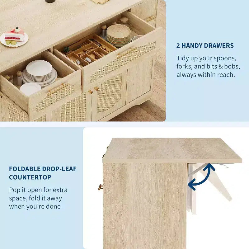 Îlot de cuisine avec table pliante