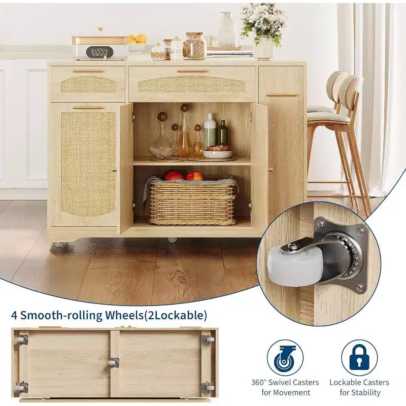 Îlot de cuisine avec table pliante