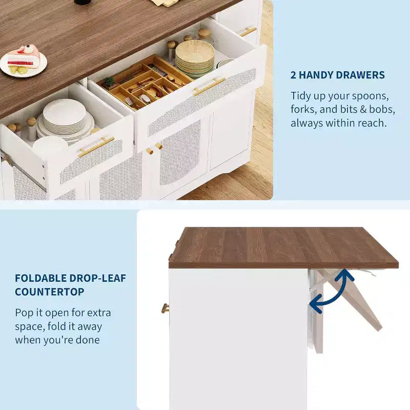 Îlot de cuisine avec table pliante