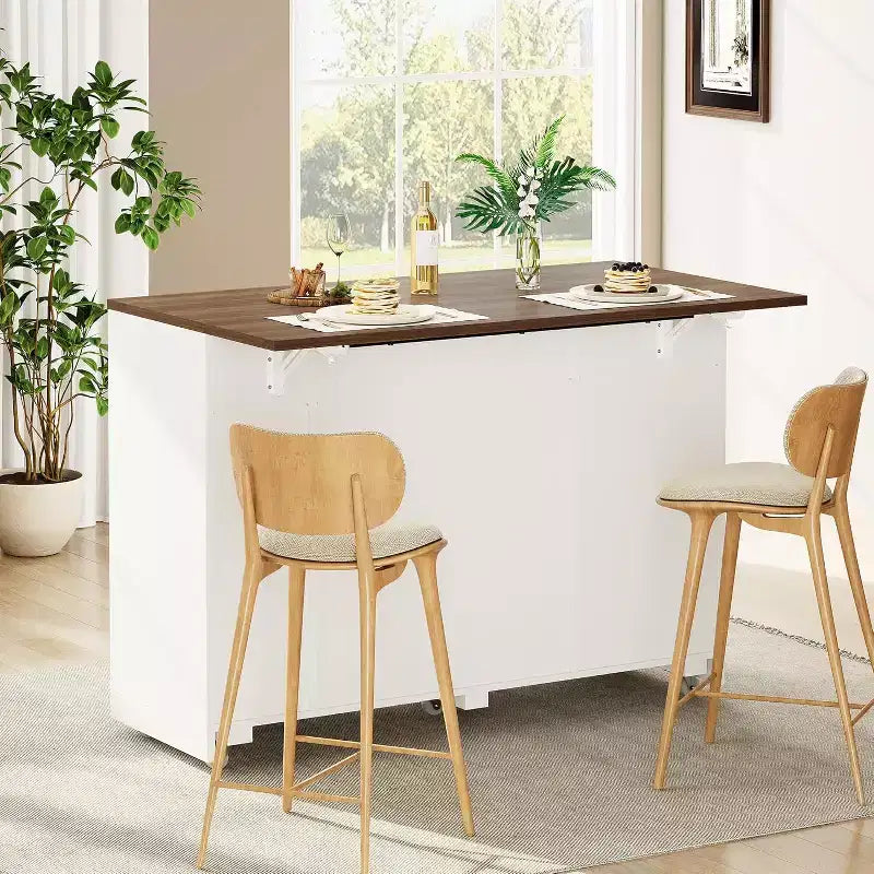 Îlot de cuisine avec table pliante