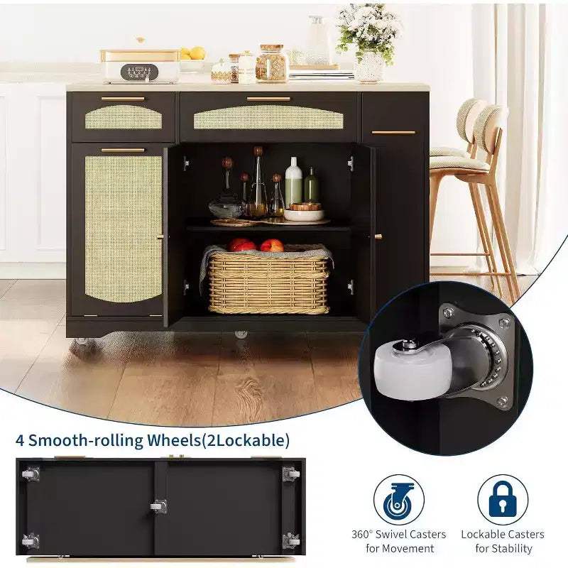 Îlot de cuisine avec table pliante