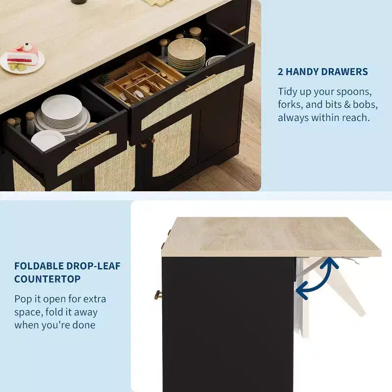 Îlot de cuisine avec table pliante