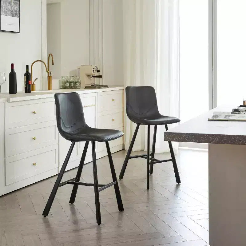 Tabourets de bar, structure en métal noir