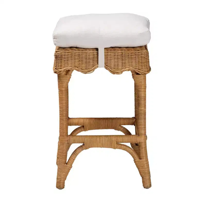 bali & pari Muy Scallop Rattan Counter Stool Honey/White