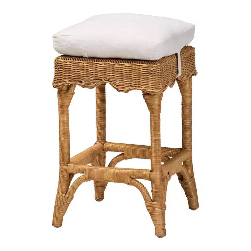Tabouret de bar en rotin coquille