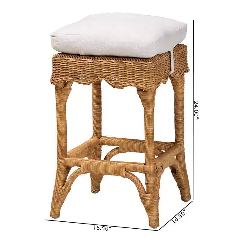 Tabouret de bar en rotin coquille