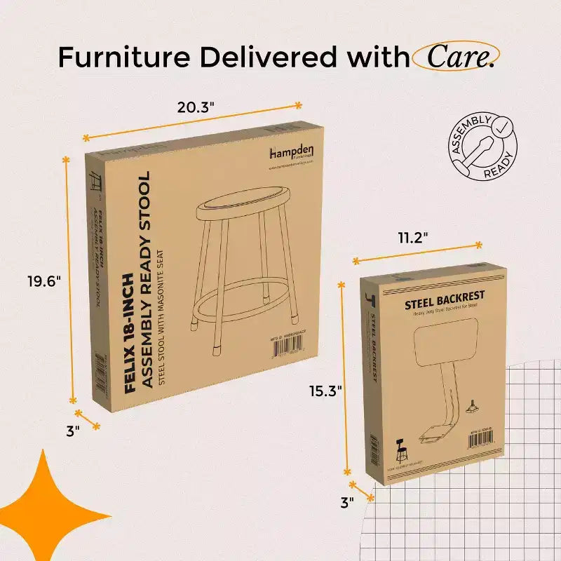 Tabouret en acier avec dossier (gris)
