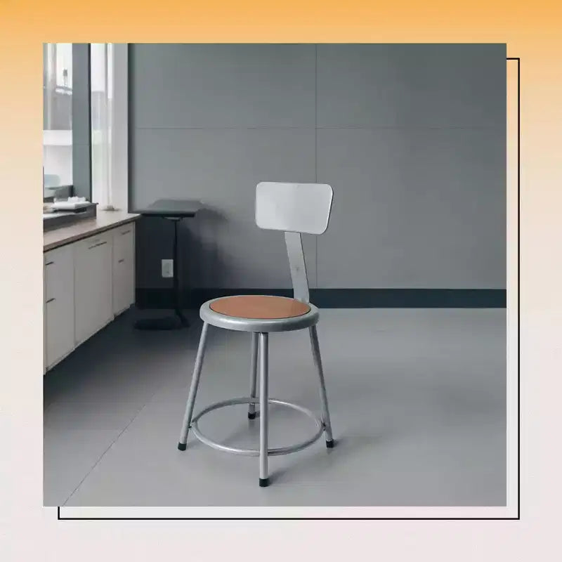 Tabouret en acier avec dossier (gris)