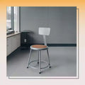 Tabouret en acier avec dossier (gris)