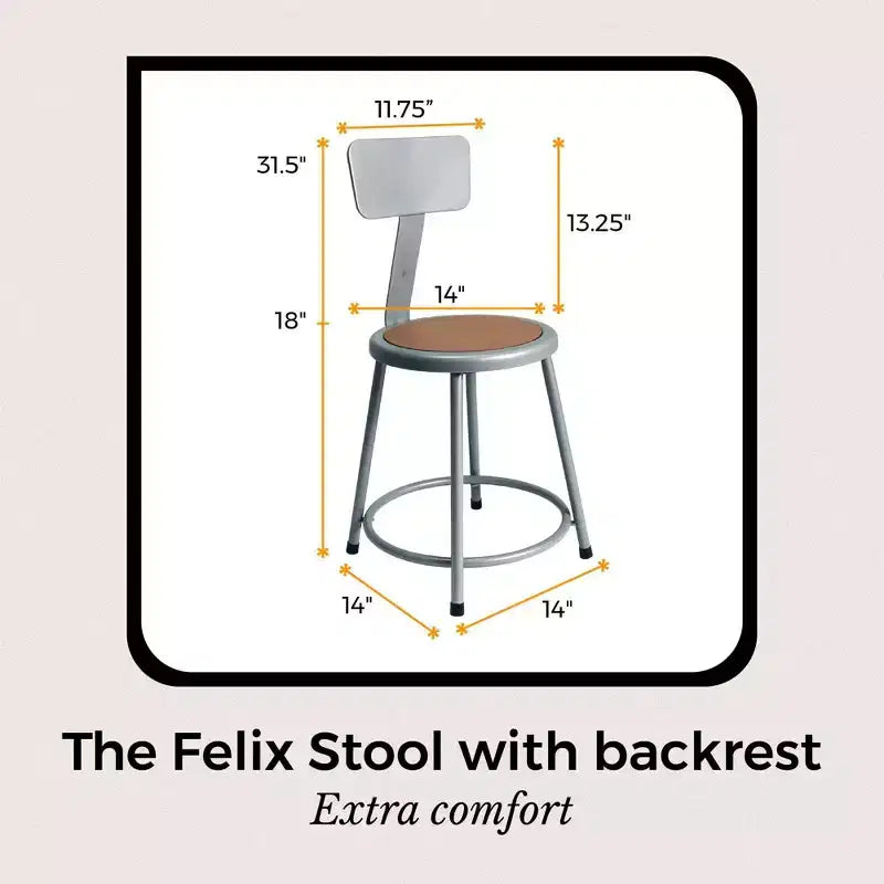 Tabouret en acier avec dossier (gris)
