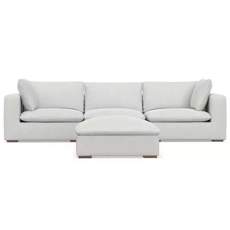Canapé trois places et pouf, gris nuage