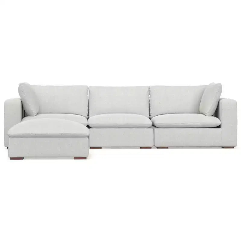 Canapé trois places et pouf, gris nuage
