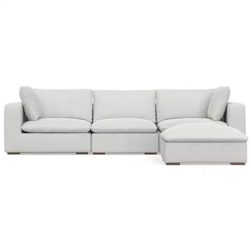 Canapé trois places et pouf, gris nuage