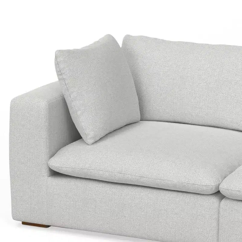 Canapé trois places et pouf, gris nuage