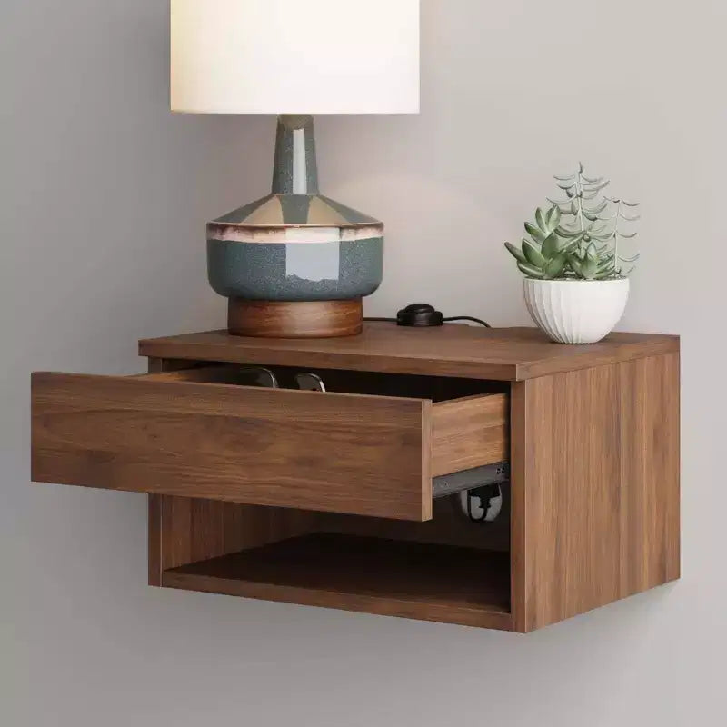 Table de chevet flottante en noyer