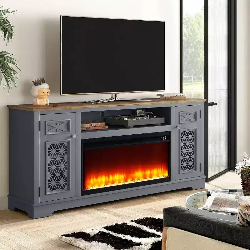 Meuble TV avec cheminée