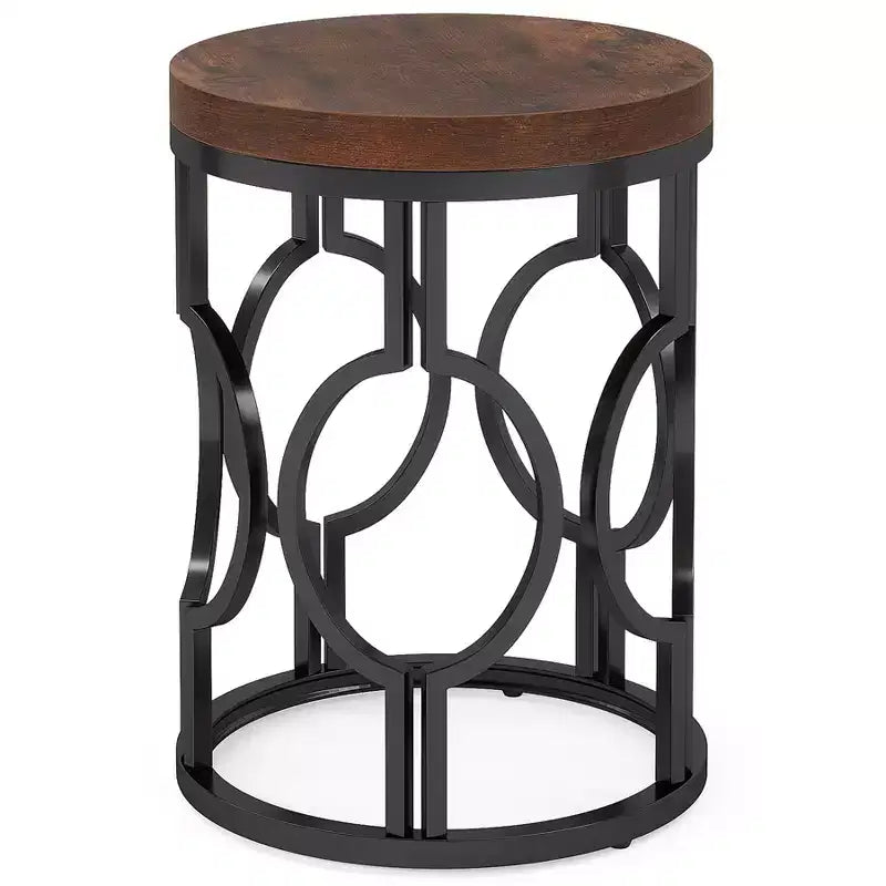 Tribesigns Round End Table with Metal Hollow Frame