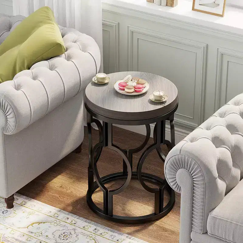 Table d'appoint ronde avec un piètement métallique creux