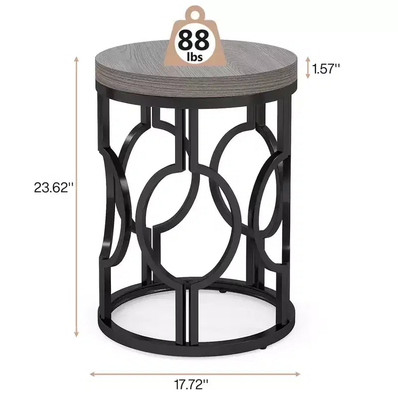 Table d'appoint ronde avec un piètement métallique creux