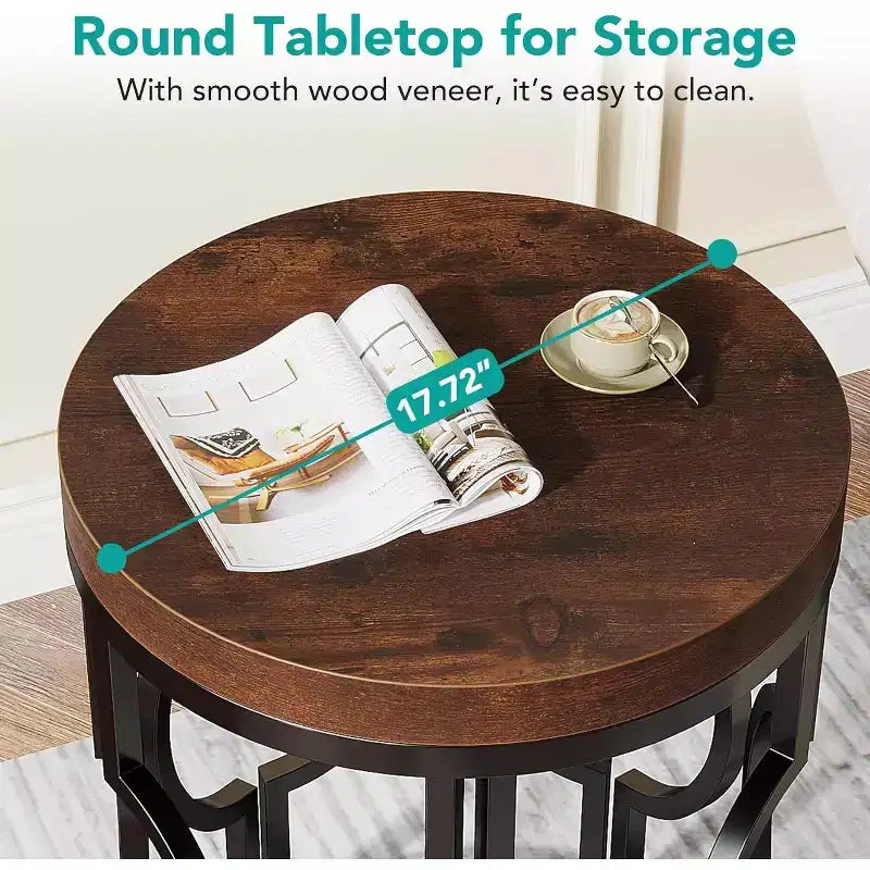 Table d'appoint ronde avec un piètement métallique creux