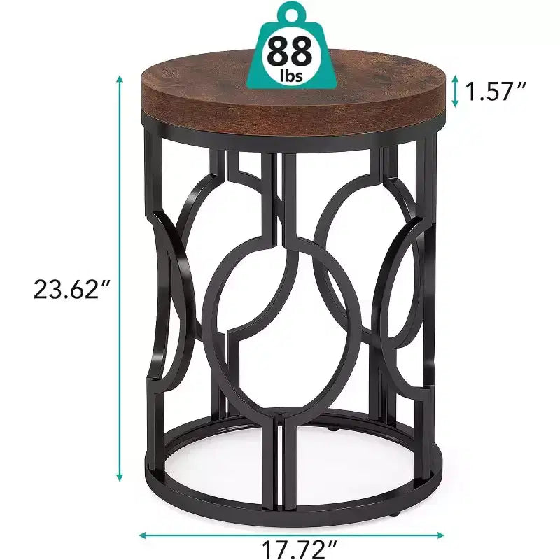 Table d'appoint ronde avec un piètement métallique creux