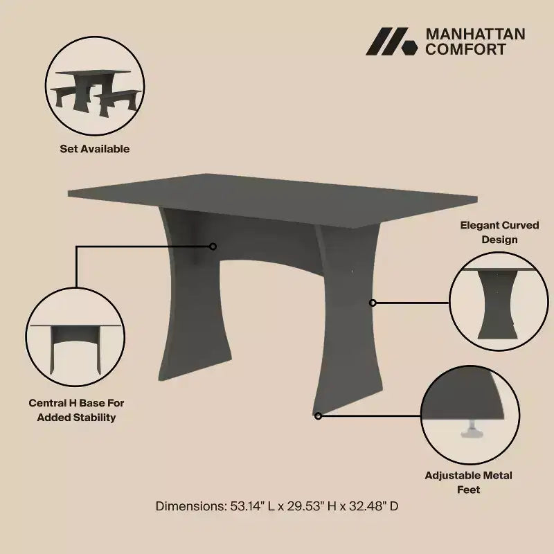Ensemble table et chaises de salle à manger trois pièces confortable