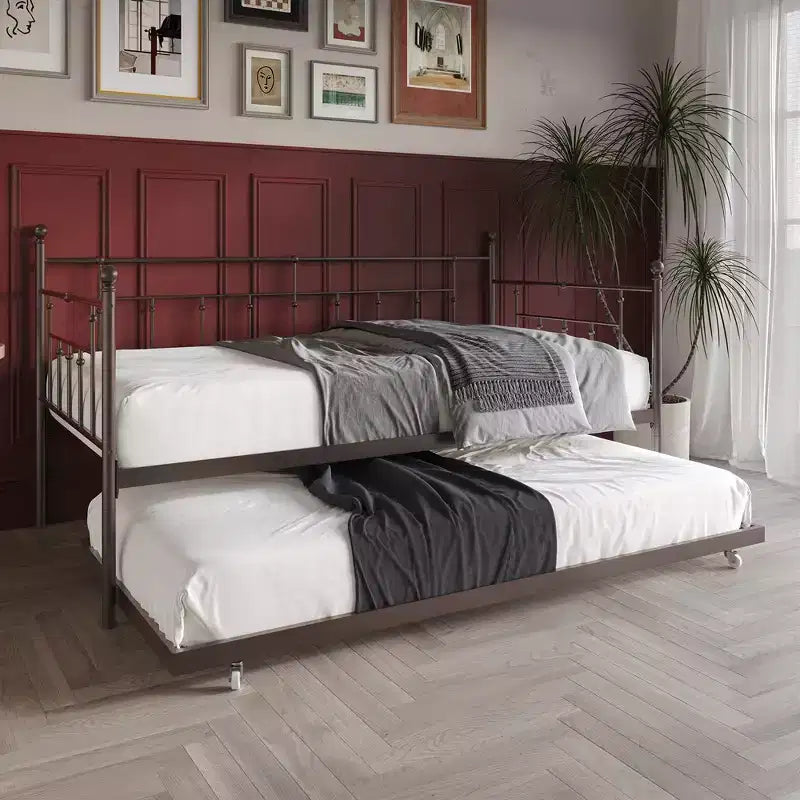 Lit de repos en métal une place avec lit gigogne