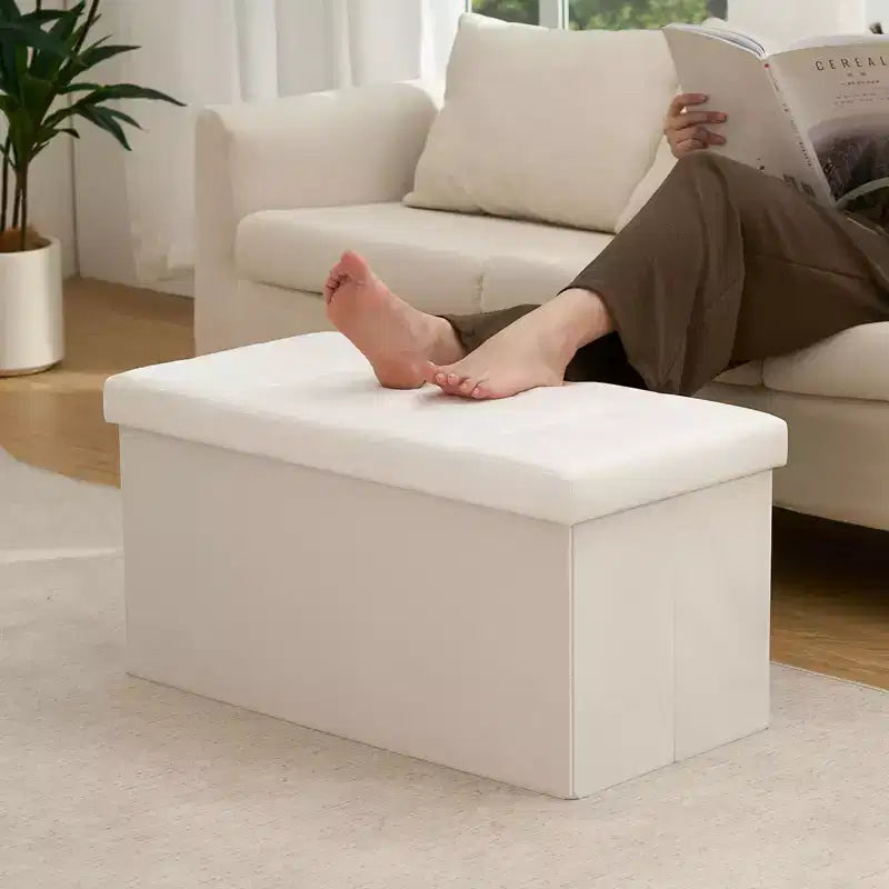 Repose-pieds de rangement pliant en velours