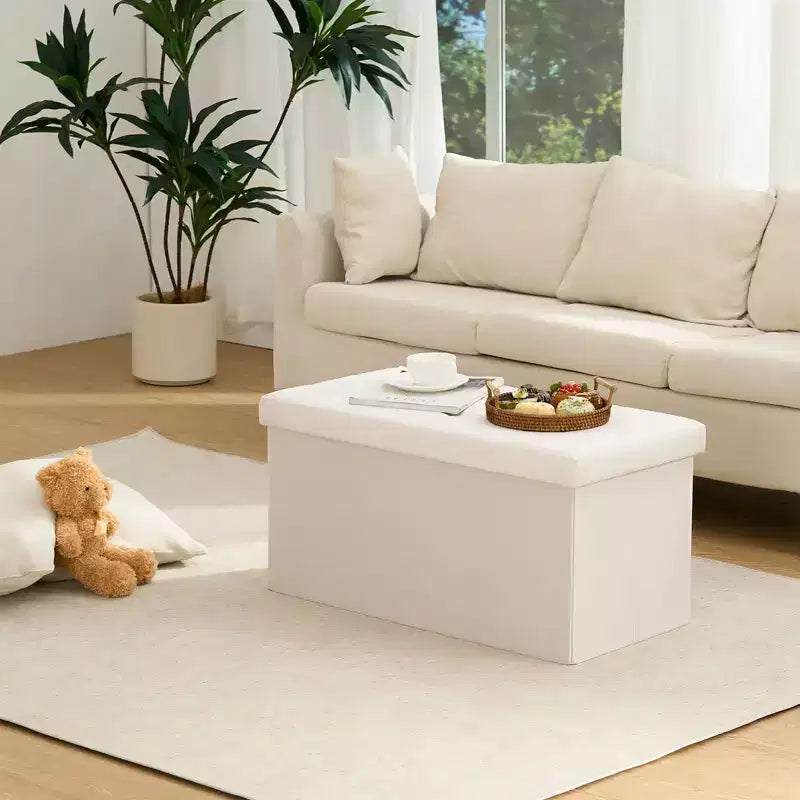 Repose-pieds de rangement pliant en velours