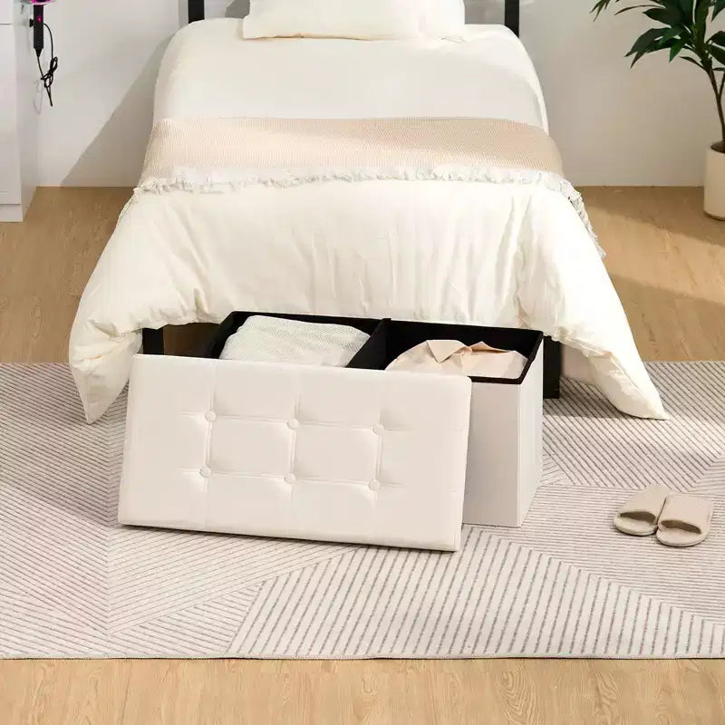 Repose-pieds de rangement pliant en velours
