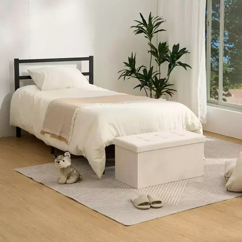 Repose-pieds de rangement pliant en velours