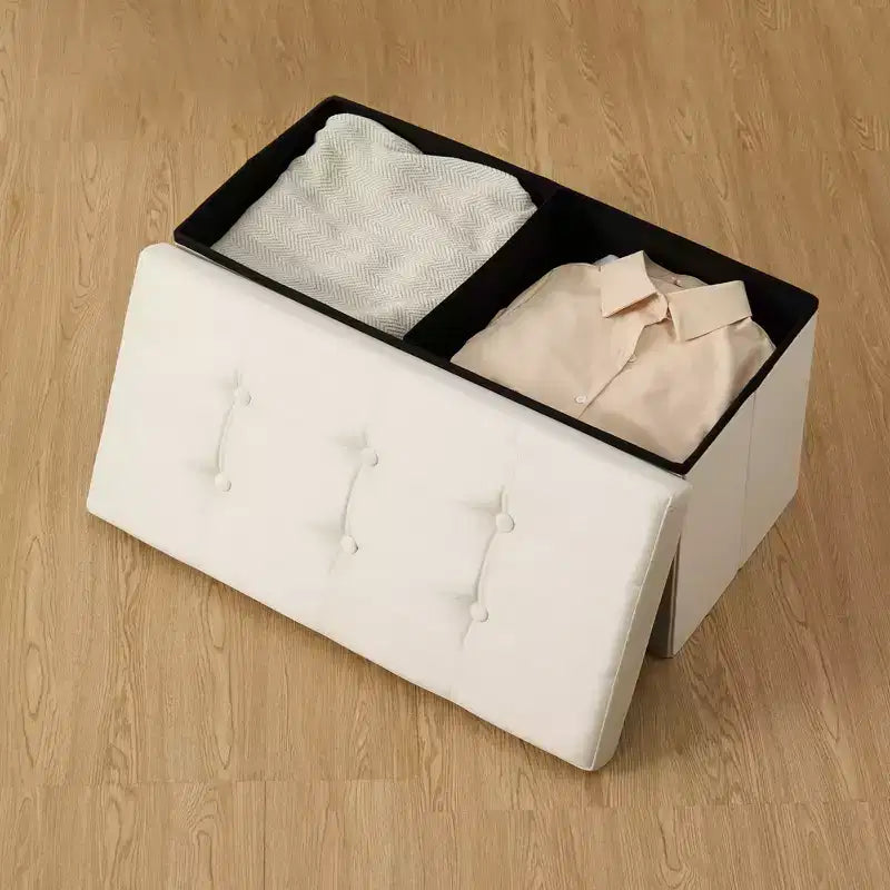 Repose-pieds de rangement pliant en velours
