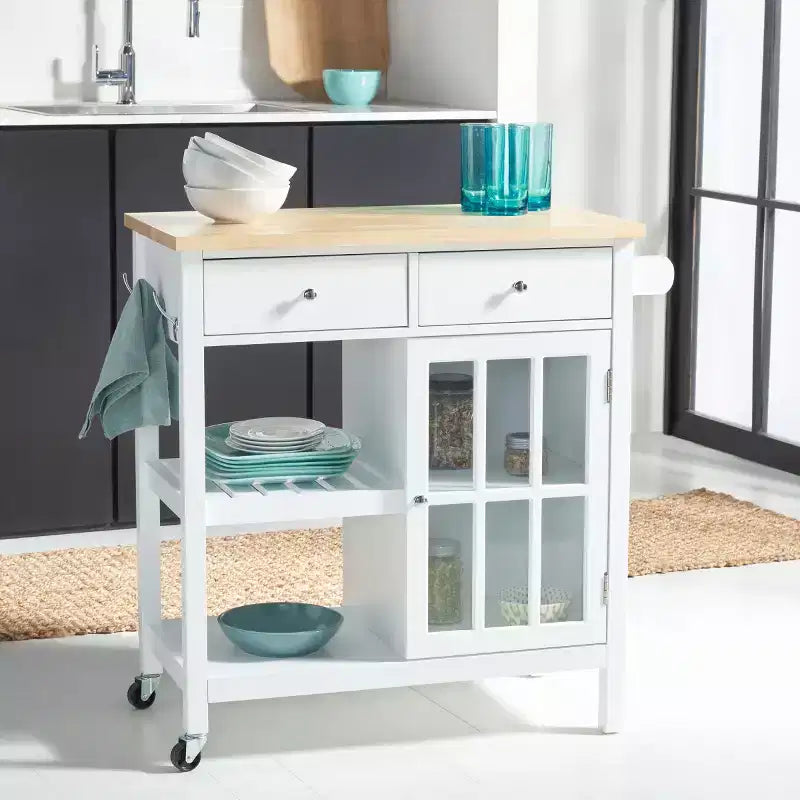 Étagère de rangement à double tiroir et double couche avec porte simple