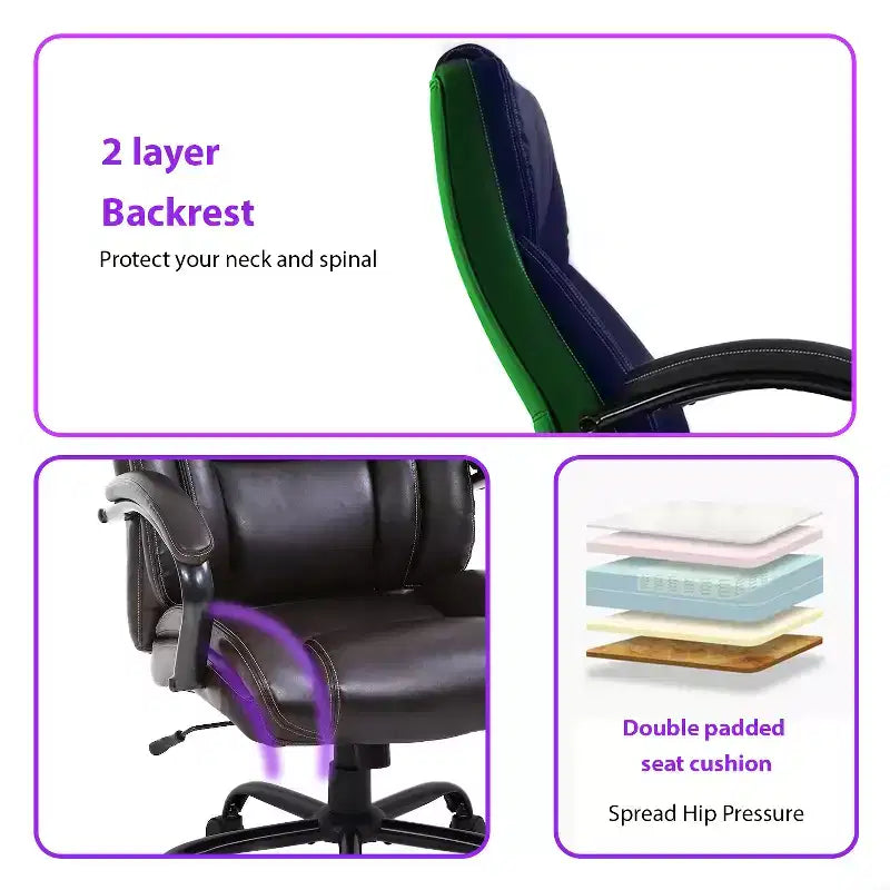 Fauteuil de bureau massant, en cuir PU