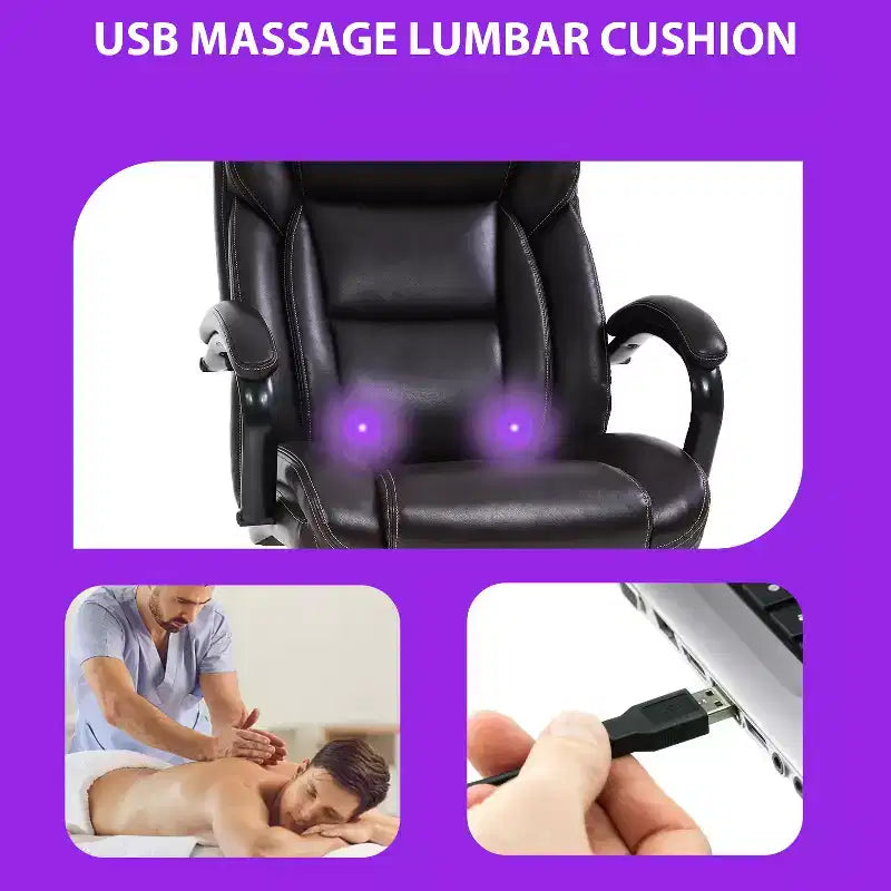 Fauteuil de bureau massant, en cuir PU