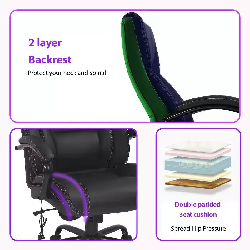 Fauteuil de bureau massant, en cuir PU