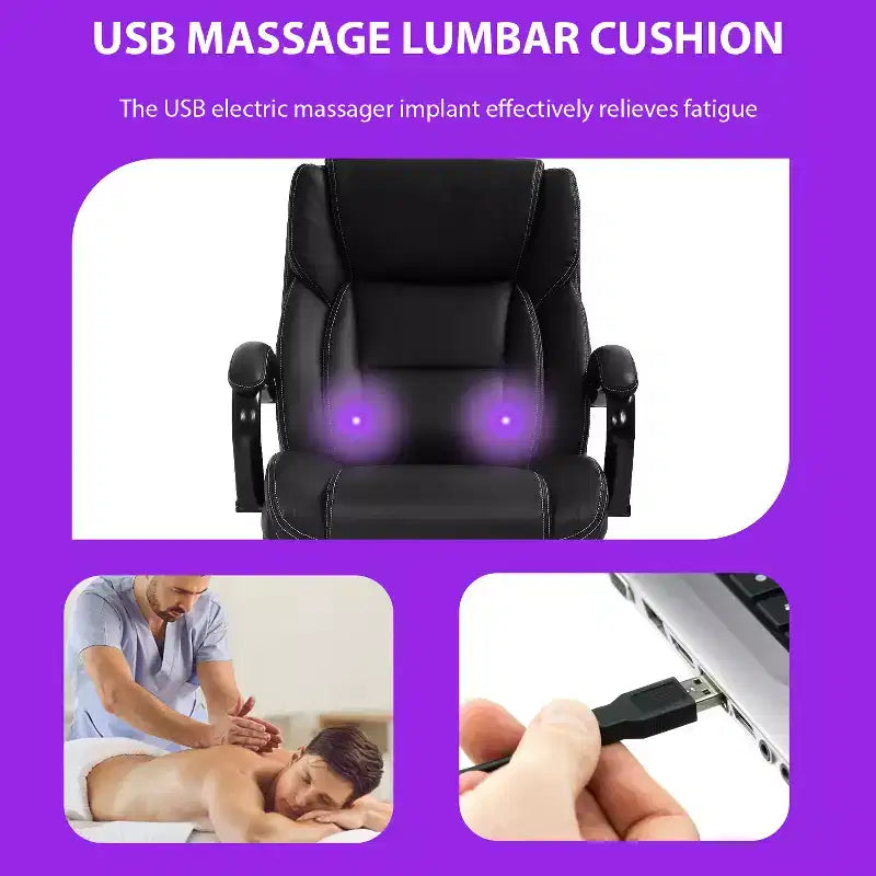 Fauteuil de bureau massant, en cuir PU