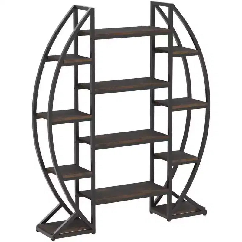 Lantine 5 Tier Triple Wide Oval Etagere Bookshelf