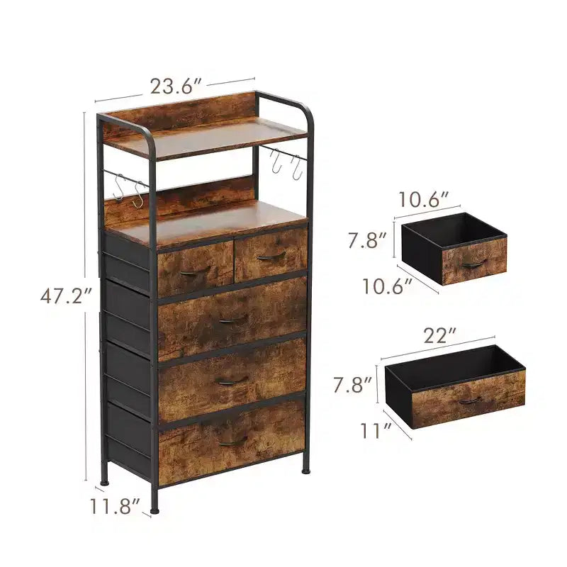Commode de chambre à cinq tiroirs