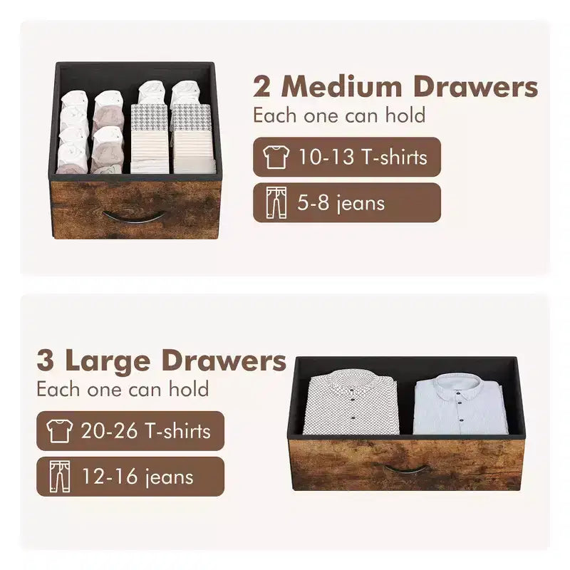 Commode de chambre à cinq tiroirs