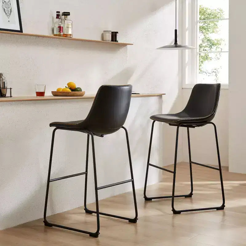 Tabourets de bar à armature en métal noir