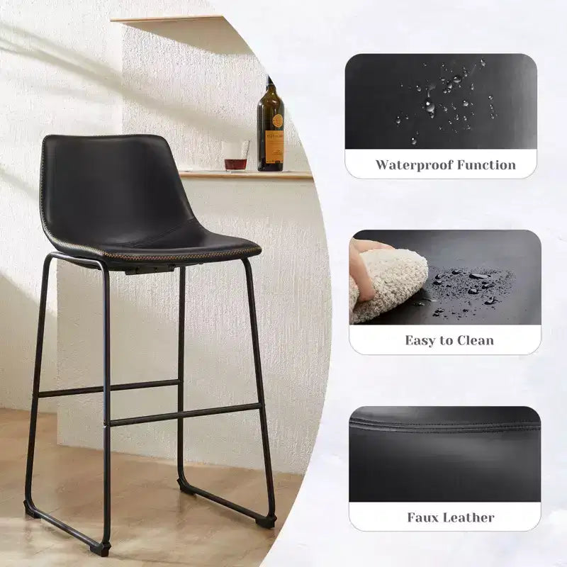 Tabourets de bar à armature en métal noir