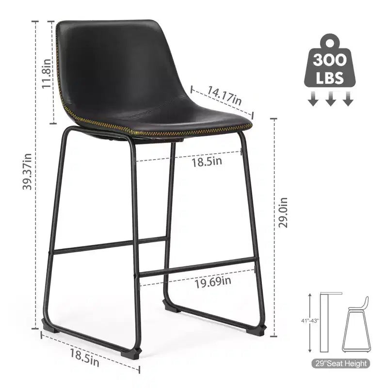 Tabourets de bar à armature en métal noir